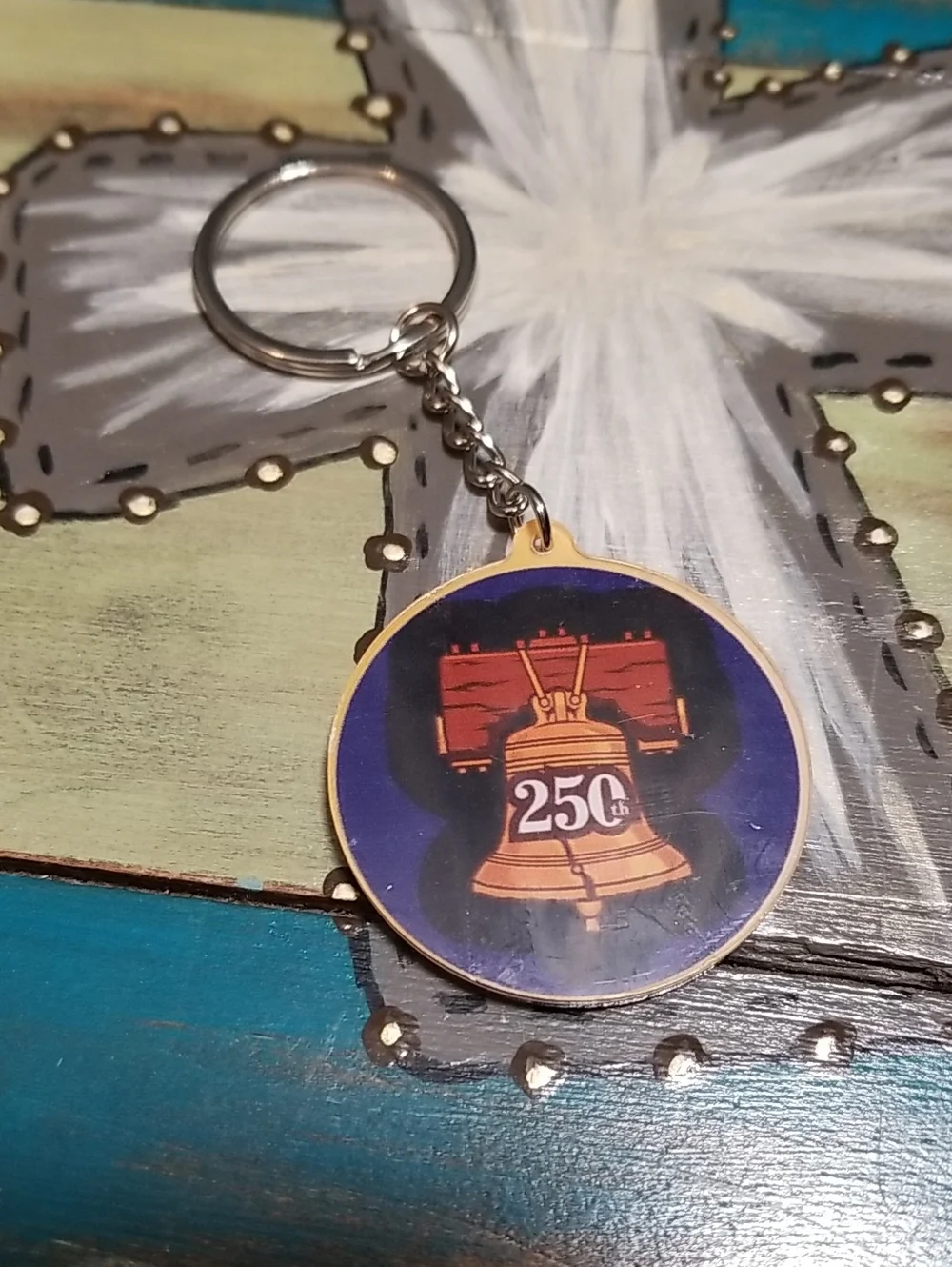 Liberty Bell 250th Anniversary Keychain - Blue & Gold